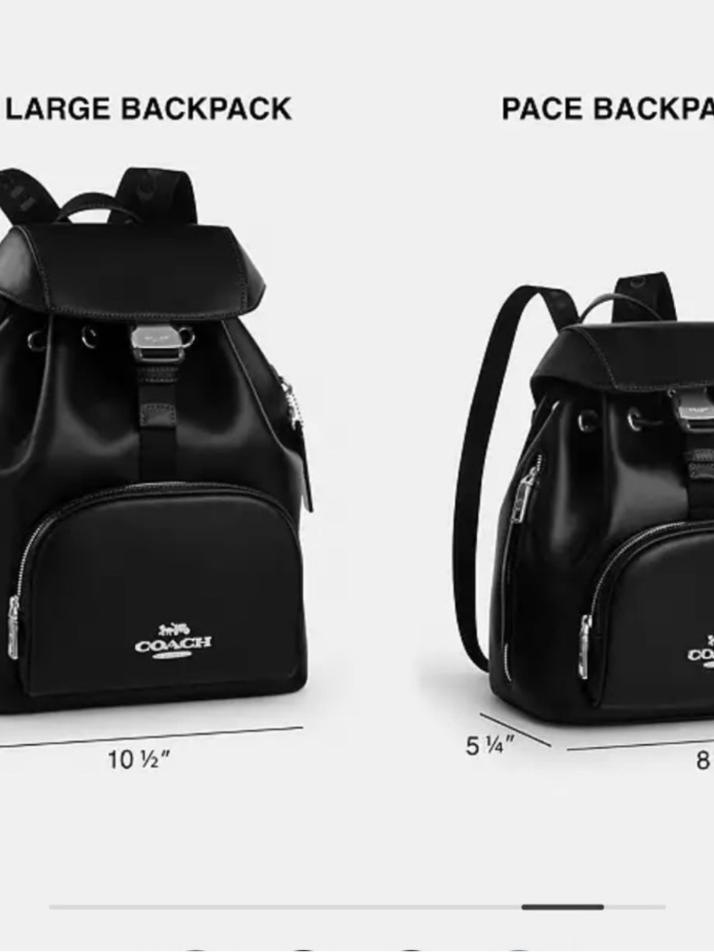 Coach Black Leather Drawstring Large Pace Backpack with Front Zip Pocket - Picture 2 of 14